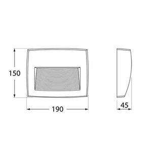 Lorenza 190mm Surface Grey LED R7S 7.5W CCT Dimensions