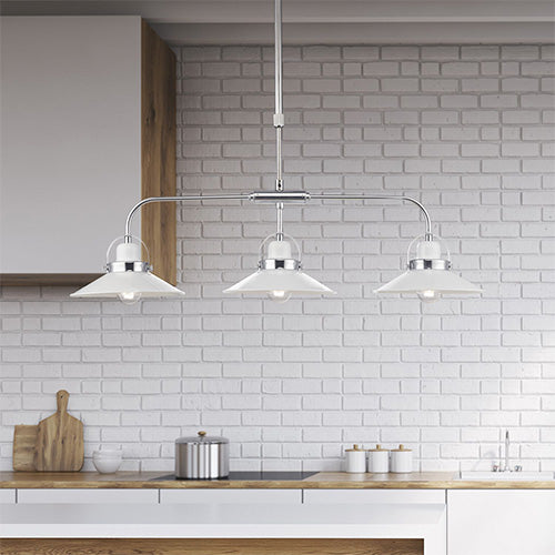 Liden 3 Light Bar Pendant White and Polished Chrome In Use