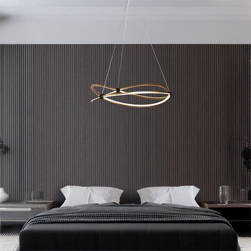 Lux & Belle LED Pendant-Brushed Gold & Sand Black Metal