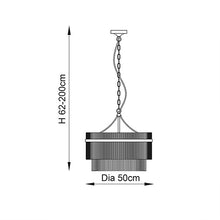Load image into Gallery viewer, Line drawing of Marietta 5lt Pendant - Brushed Nickel with dimensions, LHEND104112, ceiling light, 
