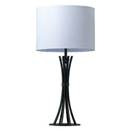 Matt Black w/ White Linen Shade Table Lamp, LHCLTL2316/BLK, table lamp,