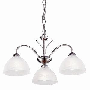 Milanese Satin Silver 3 Light with Alabaster Glass