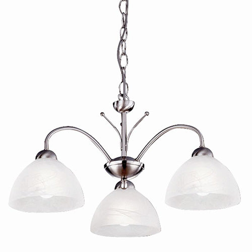 Milanese Satin Silver 3 Light with Alabaster Glass