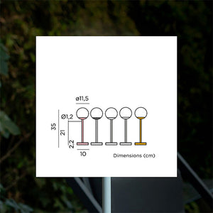 Norai Brass Slim 35 Wireless Table Lamp Dimensions