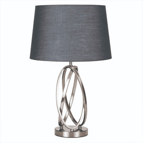 Oval Satin Nickel Table Lamp Grey Shade