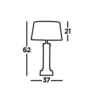Pedestal Table Lamp - Antique Brass, Glass & Cream Fabric Dimensions