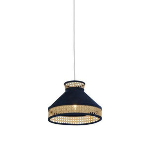 Pendant Shade Tapered Rattan and Velvet