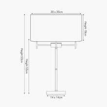 Load image into Gallery viewer, Plaza Silver 3 Light Metal Table Lamp Dimensions
