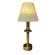 Rechargeable LED Table Lamp Antique Gold Metal with Linen Shade 40cmH, LHMQL1539, table lamp, 