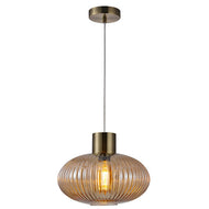 Ribbed Amber Glass Skytech Pendant AB, LHCLPF2023/1AM, ceiling light, 