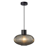 Ribbed Smoked Black Glass Skytech Pendant, LHCLPF2023/1SMK, ceiling light, 