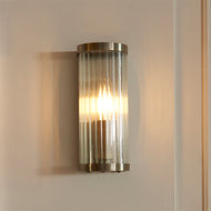 Ridgeton 1 Light Wall Light - Antique Brass and Ribbed Glass on white wall, LHEND118596, wall light, 