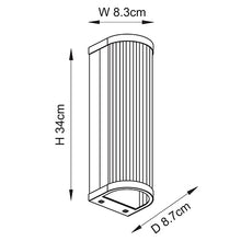 Load image into Gallery viewer, Line drawing of Ridgeton 2 Light Antique Brass Wall Light with dimensions, LHEND118597, wall light, 
