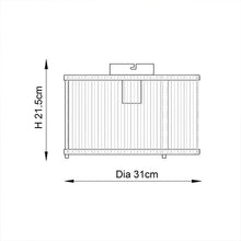 Load image into Gallery viewer, Line drawing of Ridgeton Antique Brass Flush Ceiling Light with dimensions, LHEND106265, flush ceiling light,
