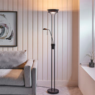 Rome Mother and Child Task Matt Black Floor Lamp in corner of sitting room with sofa beside it, LHEND107738, floor lamp,