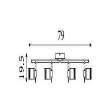 Load image into Gallery viewer, Line drawing of Samson 4 Light Antique Brass Metal Split Bar Spotlight with dimensions, LHSL6604AB, ceiling light,
