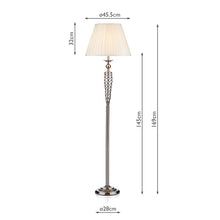 Load image into Gallery viewer, Siam Floor Lamp Satin Chrome With Shade Dimensions
