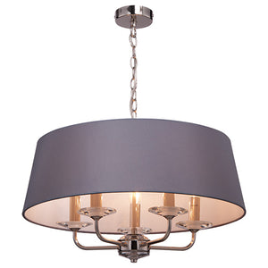 Stylo Pendant 5lt Polished Nickel w/ Grey Shade