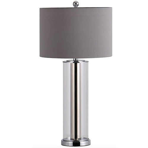 Table Lamp Visby Chrome and Glass - Taupe / Grey Shade