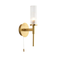 Talo Wall Light Satin Brass, ribbed glass bathroom wall light, LHEND96163, 