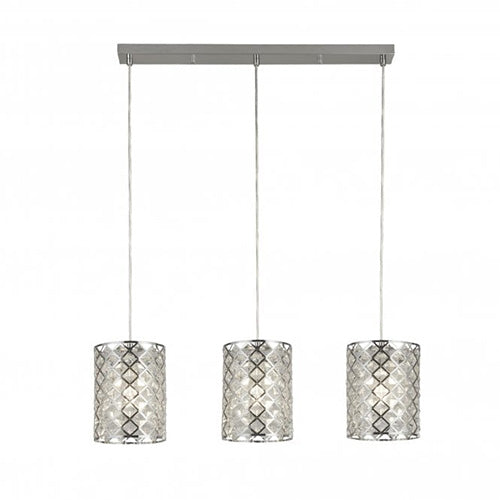 Tennesse 3 Light Bar Pendant Chrome With Crystal Glass