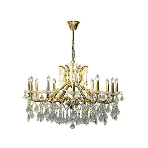 Toledo 12L Aged Gold Crystal Chandelier