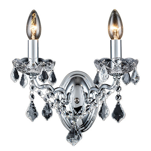 Toledo 2LT Crystal Polished Chrome Wall Light