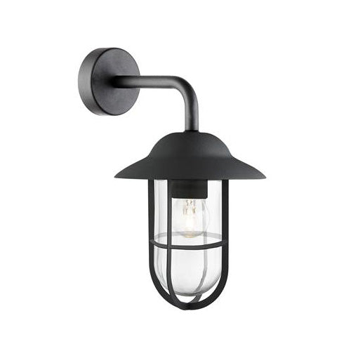 Toronto Outdoor Wall Light - Black Metal & Clear Glass