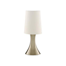 Load image into Gallery viewer, Touch Table Lamp - Antique Brass Metal &amp; Cream Fabric Shade
