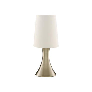 Touch Table Lamp - Antique Brass Metal & Cream Fabric Shade