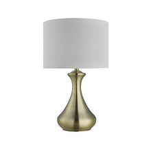 Load image into Gallery viewer, Touch Table Lamp - Antique Brass Metal &amp; Ivory Fabric Shade
