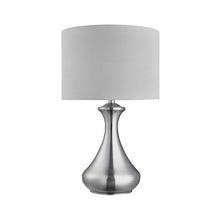 Load image into Gallery viewer, Touch Table Lamp - Satin Silver Metal &amp; Ivory Fabric Shade
