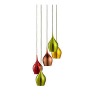 Vibrant 5 Light Multi-Drop Metallic Multi-Coloured Metal Pendant, LHSL6465-5, ceiling light, 