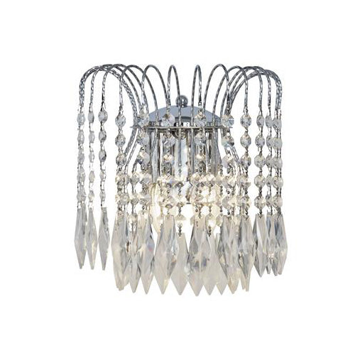 Waterfall 2LT Wall Light - Chrome & Crystal