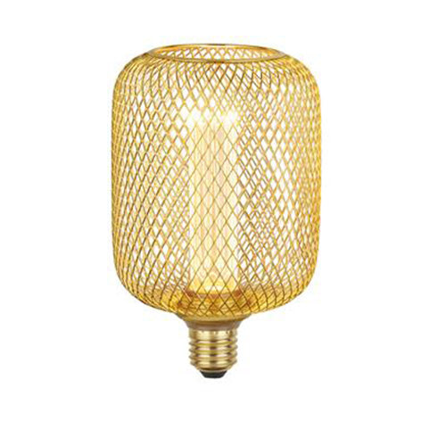 Wire Mesh Effect Drum Lamp - Gold Metal