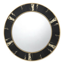 Load image into Gallery viewer, Sidone Round Mirror With Black/Gold Foil Detail
