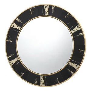 Sidone Round Mirror With Black/Gold Foil Detail