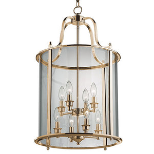 8 Light Panel Lantern Antique Brass