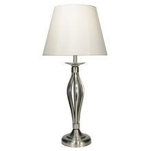 Load image into Gallery viewer, Bybliss Table Lamp Satin Chrome With Cream Shade

