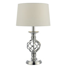 Load image into Gallery viewer, Iffley Table Lamp Chrome Twist Cage Base With Ivory Shade, www.the-lighthouse.ie
