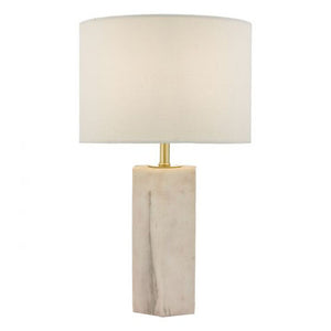 Nalani Table Lamp Pink & Marble Effect With Shade On