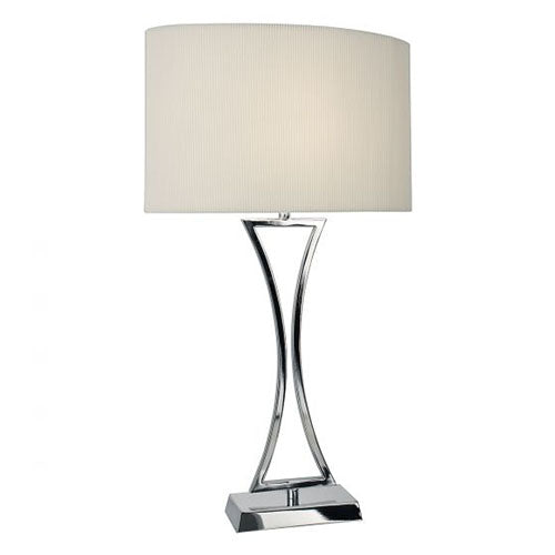 Oporto Wavy Table Lamp Polished Chrome complete with Cream Oval Shade