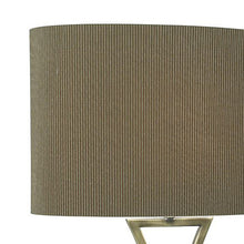 Load image into Gallery viewer, Oporto Wavy Table Lamp Antique Brass complete with Brown Oval Shade

