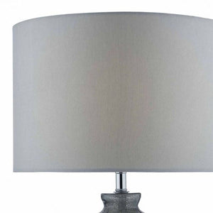 Pamplona Table Lamp Grey C/W Grey Faux Silk Shade