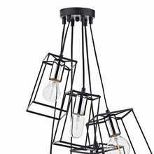 Load image into Gallery viewer, Tower 6 Light Cluster Pendant Black &amp; Polished Chrome
