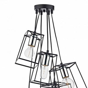 Tower 6 Light Cluster Pendant Black & Polished Chrome