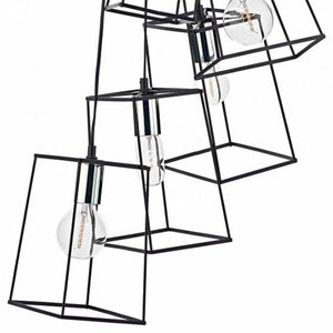 Tower 6 Light Cluster Pendant Black & Polished Chrome