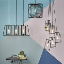 Load image into Gallery viewer, Tower 6 Light Cluster Pendant Black &amp; Polished Chrome
