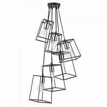 Load image into Gallery viewer, Tower 6 Light Cluster Pendant Black &amp; Polished Chrome
