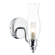 Vestry 1 Light Wall Bracket, Polished Chrome, IP44, Glass shade, LHDARVES0750, Bathroom wall light, 